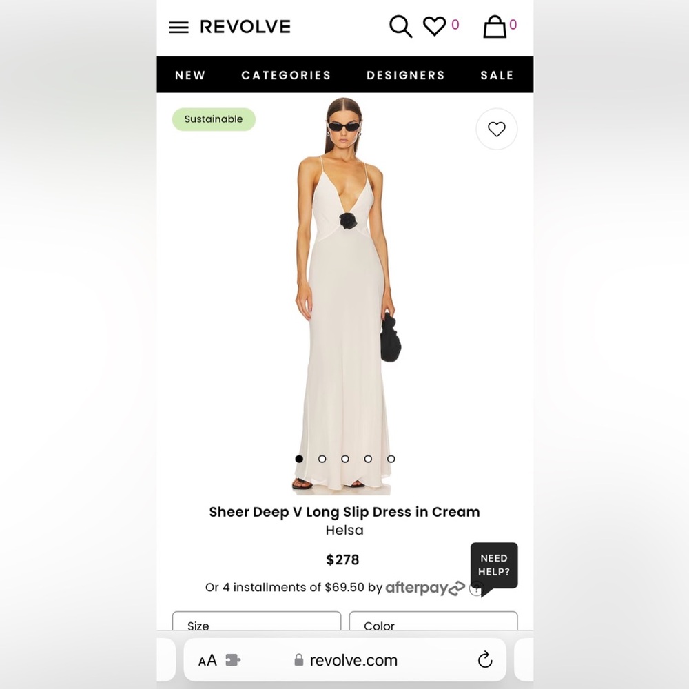 REVOLVE Cream Sheer Deep V Long Slip Dress